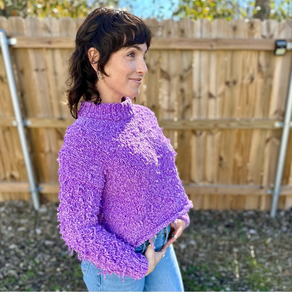 Urban Outfitters Distressed Purple Crop Sweater Size S